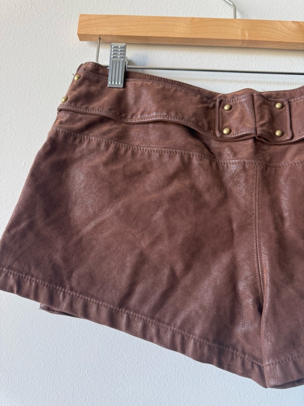 Free People micro mini Brown Suede cargo skort Skirt size 4 low rise Y2K boho - Picture 9 of 13